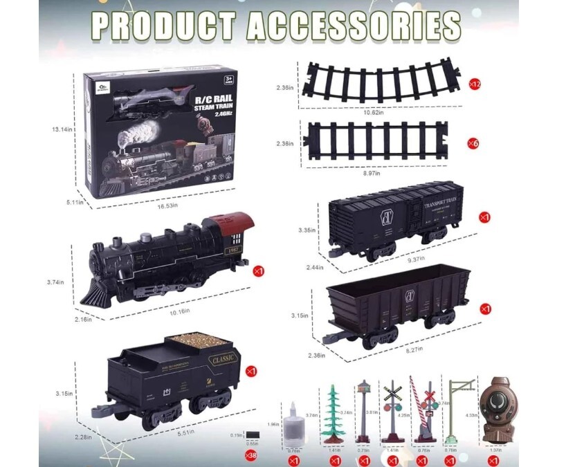 Classic Steam Kumandalı 2,4 Ghz Pilli Tren Seti 30 Parça - 3