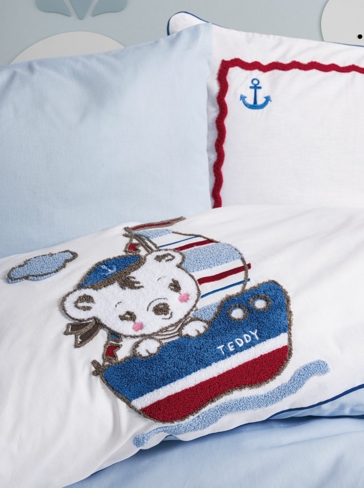 طقم سرير أطفال مطرز من القطن من مينيو - 2