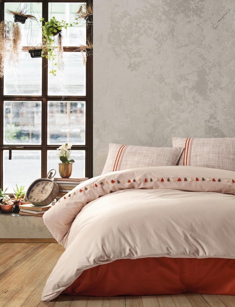 طقم غطاء لحاف رانفورس من Cotton Box Candy، فردي، لون بيج ميري - 1