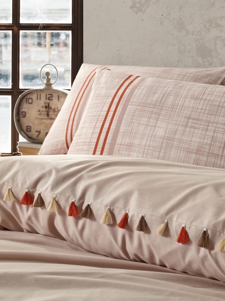 طقم غطاء لحاف رانفورس من Cotton Box Candy، فردي، لون بيج ميري - 2