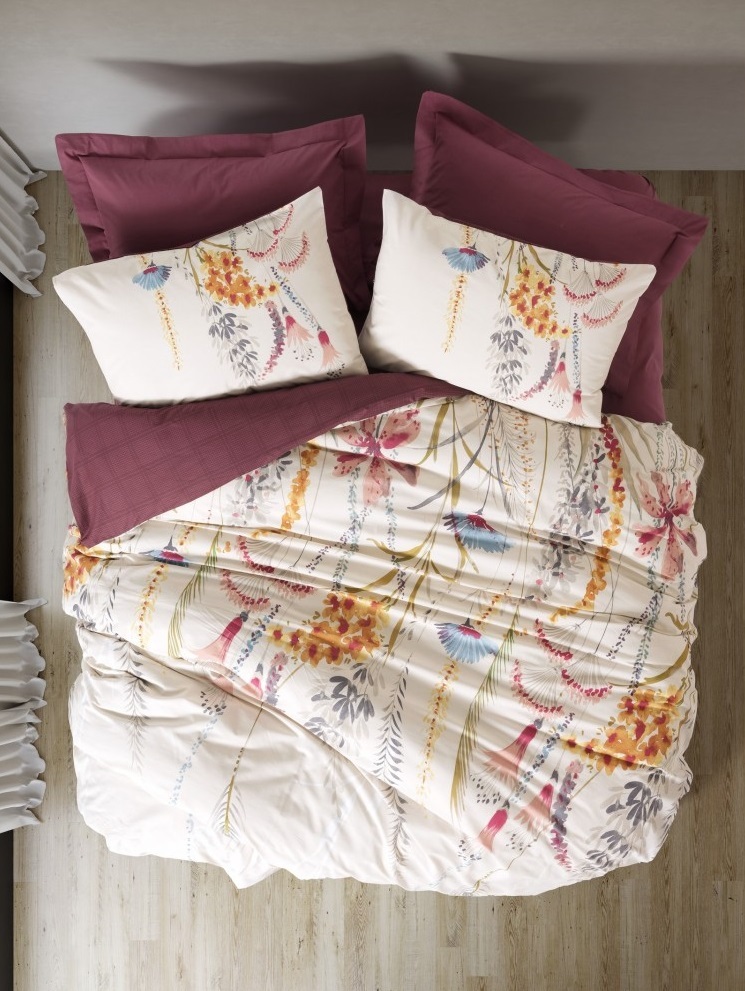 Cotton Box Nevresim Takımı Tek Kişilik Flos Bordo - 1