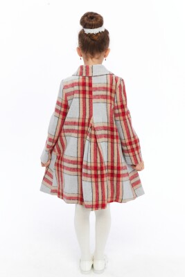 معطف بناتي من عمر 6 إلى 10 سنوات 6542 رمادي-أحمر - 3