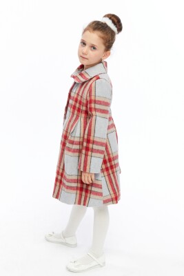 معطف بناتي من عمر 6 إلى 10 سنوات 6542 رمادي-أحمر - 4