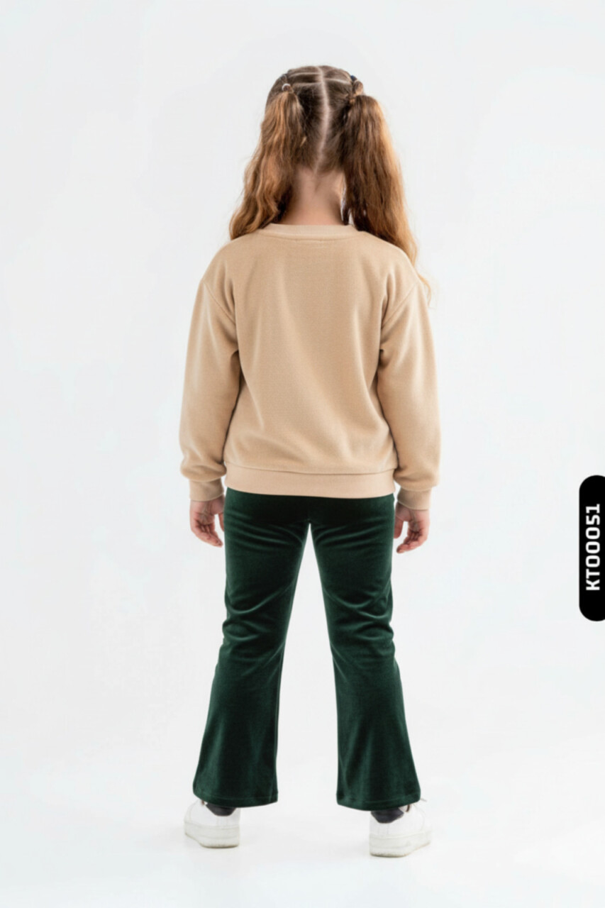 بدلة رياضية للبنات من عمر 6 إلى 10 سنوات 1026 بيج - 2