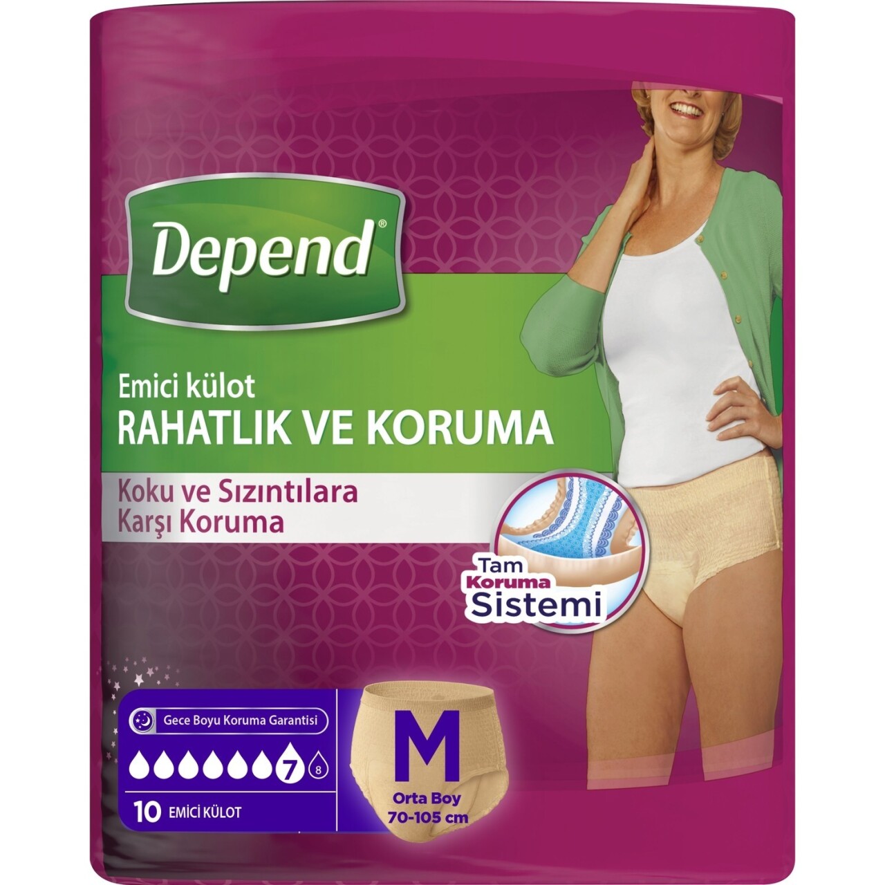 Depend Emici Külot Orta Boy Kadın 10 Adet - 1