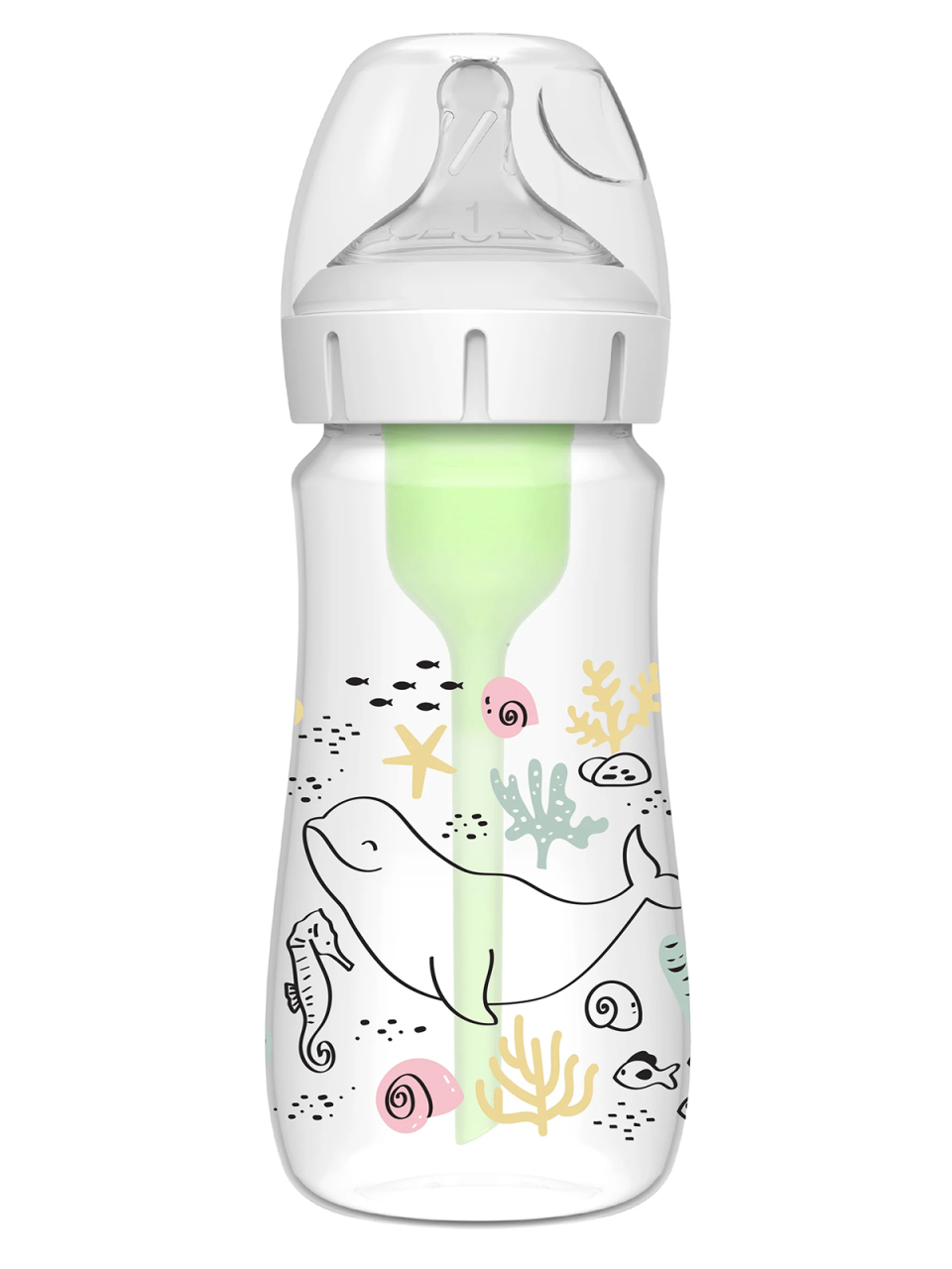 زجاجة رضاعة دكتور براونز ذات الفم العريض المصنوعة من مادة البولي بروبيلين المضادة للمغص، سعة 270 مل للبنات - 2