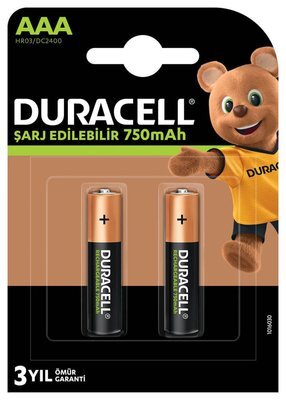 Duracell Şarj Edilebilir Pil 2'Li AAA 750 mAh - 1
