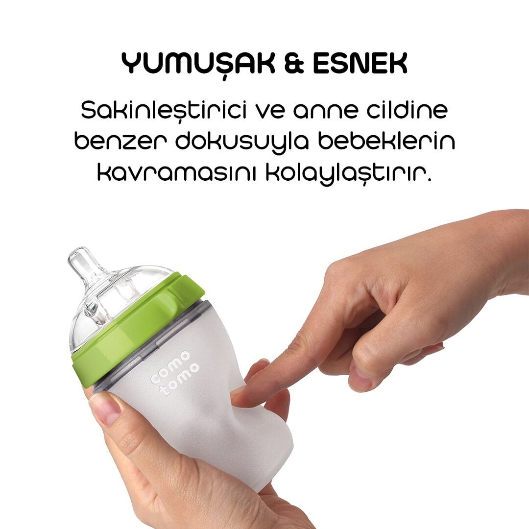 Comotomo Antikolik Silikon Biberon 250 ml 3-6 Ay Yeşil - 4