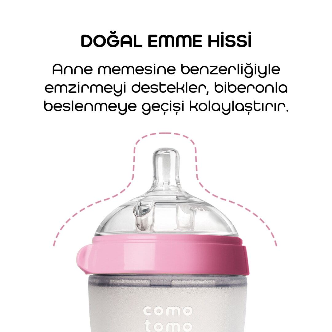 Comotomo Antikolik Silikon Biberon 150 ml 0-3 Ay Pembe - 2
