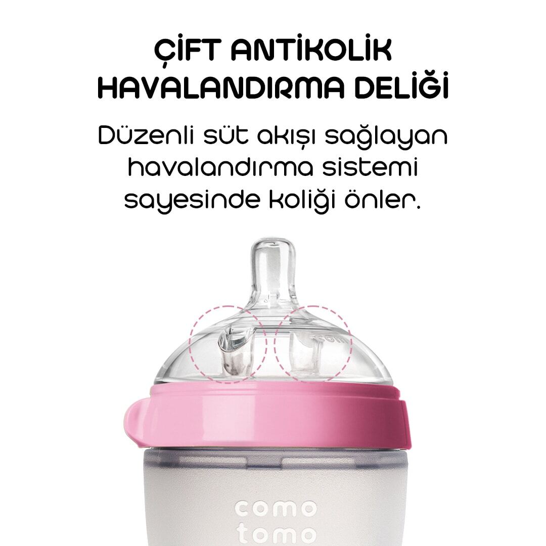Comotomo Antikolik Silikon Biberon 150 ml 0-3 Ay Pembe - 3