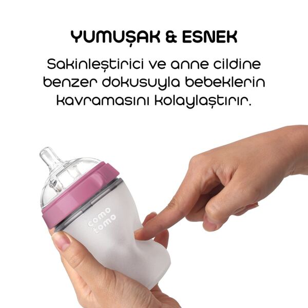 Comotomo Antikolik Silikon Biberon 150 ml 0-3 Ay Pembe - 4