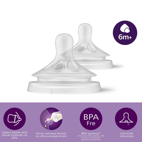 Philips Avent Doğal Tepkili Natural Response 2'Li Biberon Emziği No:6 6+ Ay - Philips Avent