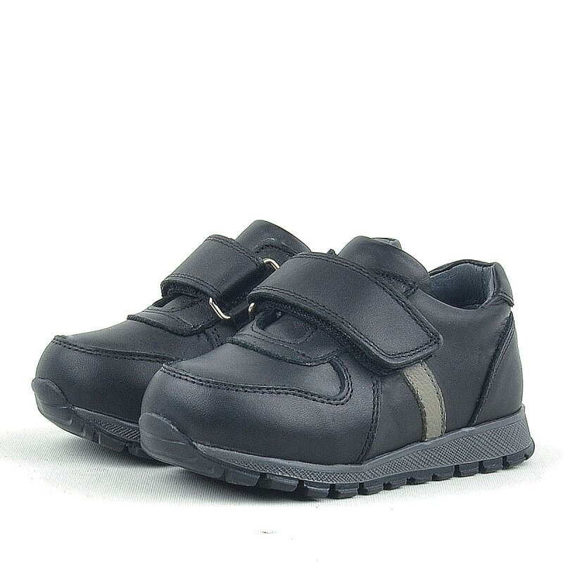 Rakerplus Hakiki Deri Siyah Cırtlı Bebek Spor Ayakkabı - 3