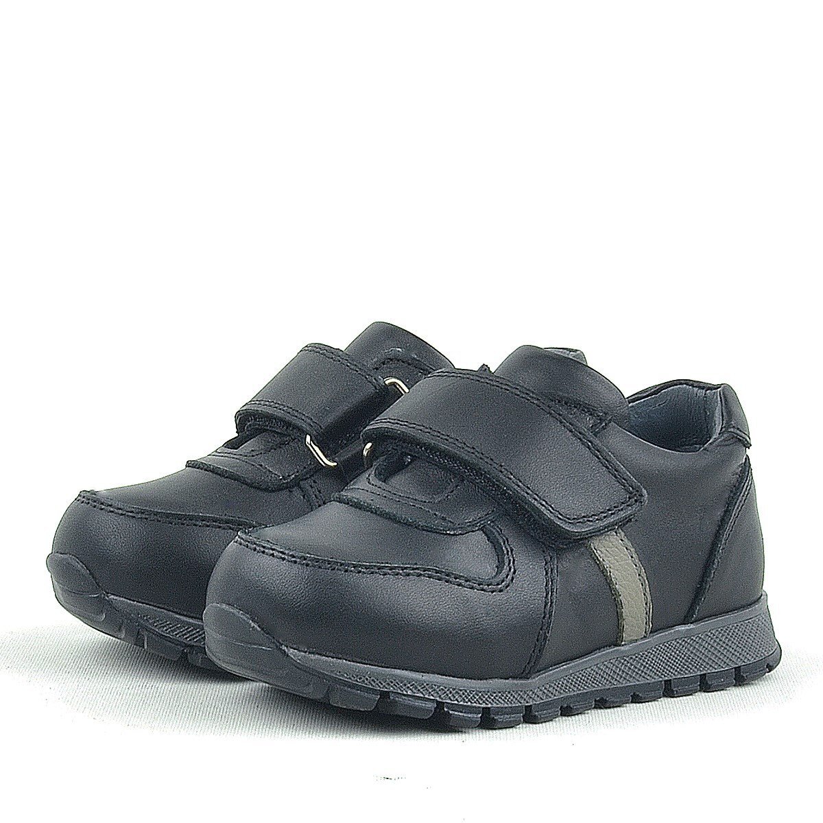 Rakerplus Hakiki Deri Siyah Cırtlı Bebek Spor Ayakkabı - 3