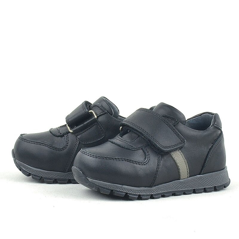 Rakerplus Hakiki Deri Siyah Cırtlı Bebek Spor Ayakkabı - 4