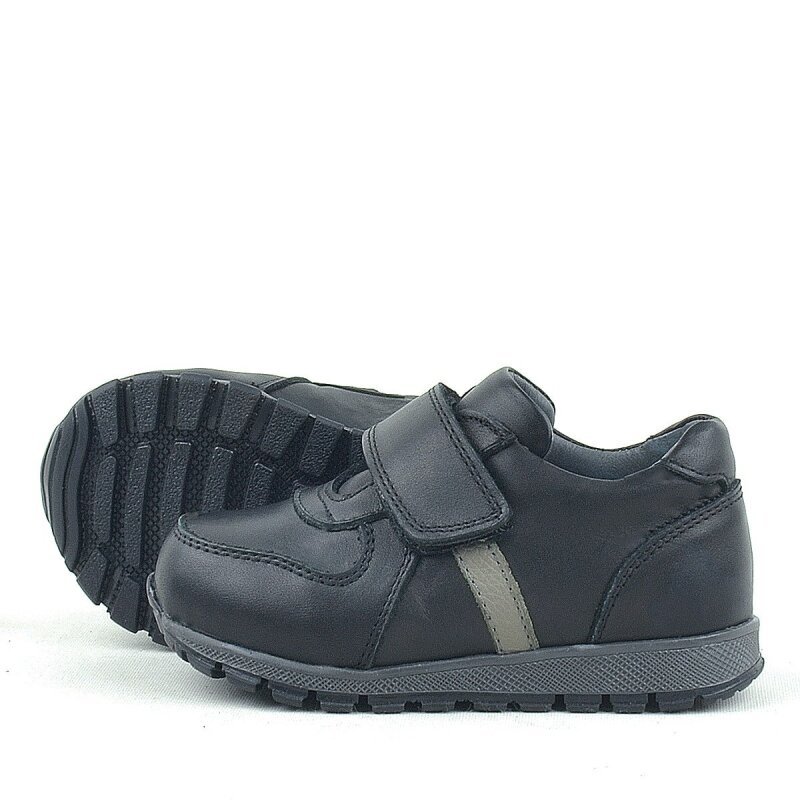 Rakerplus Hakiki Deri Siyah Cırtlı Bebek Spor Ayakkabı - 5