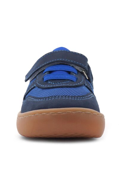Rakerplus Bob Hakiki Deri Lacivert Mavi Barefoot Cırtlı Lastikli Bebek Sneaker Ayakkabı - 4