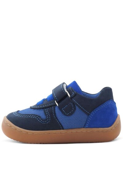Rakerplus Bob Hakiki Deri Lacivert Mavi Barefoot Cırtlı Lastikli Bebek Sneaker Ayakkabı - 5