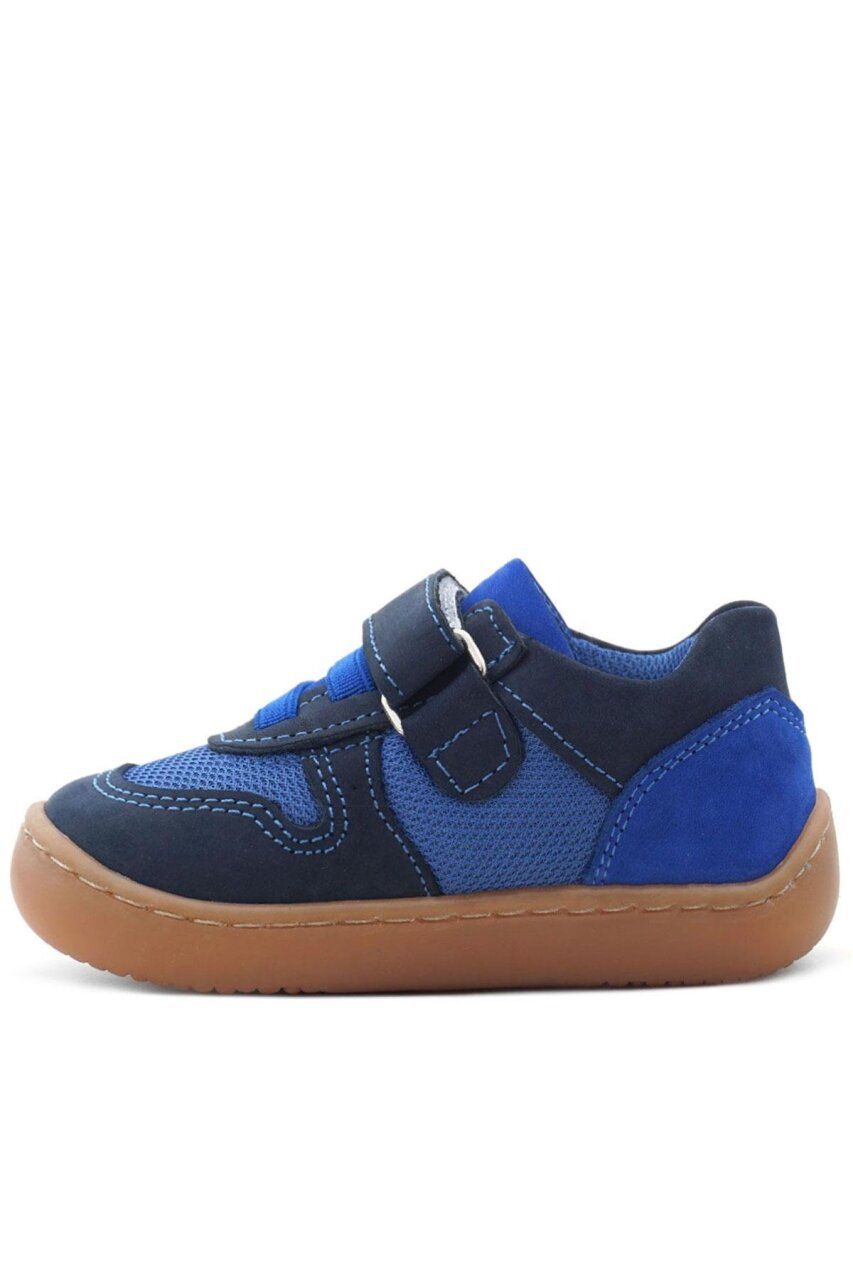 Rakerplus Bob Hakiki Deri Lacivert Mavi Barefoot Cırtlı Lastikli Bebek Sneaker Ayakkabı - 5