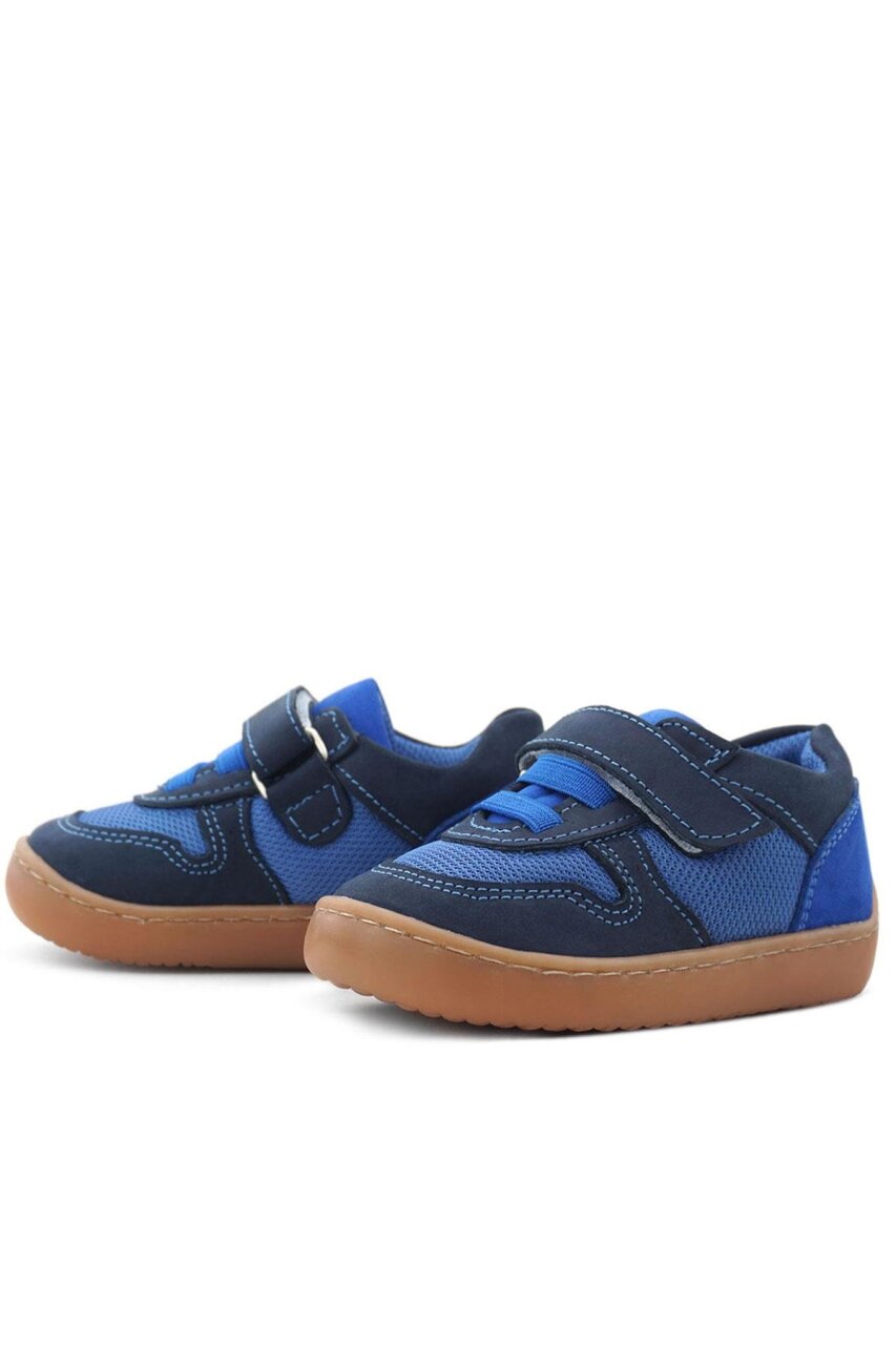 Rakerplus Bob Hakiki Deri Lacivert Mavi Barefoot Cırtlı Lastikli Bebek Sneaker Ayakkabı - 6