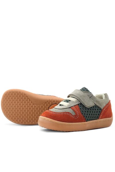 Rakerplus Bob Hakiki Deri Gri Yeşil Barefoot Cırtlı Lastikli Bebek Sneaker Ayakkabı - 7