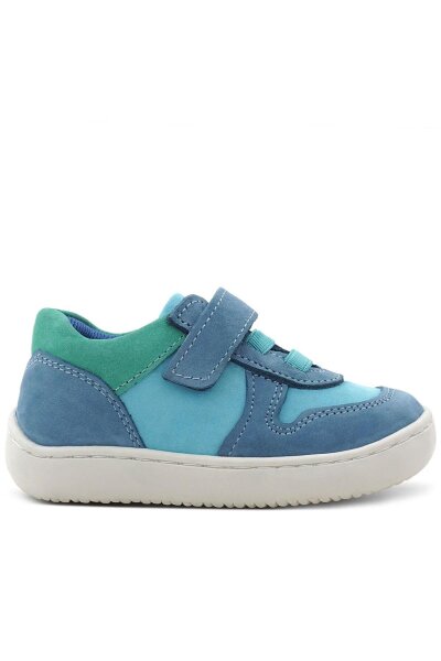 Rakerplus Bob Hakiki Deri Mavi Yeşil Barefoot Cırtlı Lastikli Bebek Sneaker Ayakkabı - 3