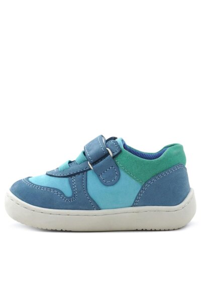 Rakerplus Bob Hakiki Deri Mavi Yeşil Barefoot Cırtlı Lastikli Bebek Sneaker Ayakkabı - 5