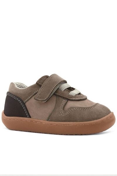 Rakerplus Bob Hakiki Deri Kum Krem Barefoot Cırtlı Lastikli Bebek Sneaker Ayakkabı - 2