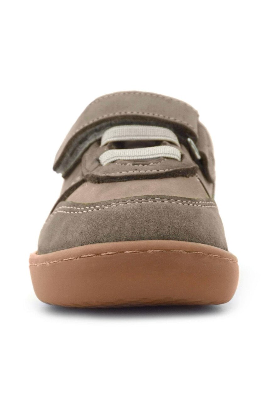 Rakerplus Bob Hakiki Deri Kum Krem Barefoot Cırtlı Lastikli Bebek Sneaker Ayakkabı - 4
