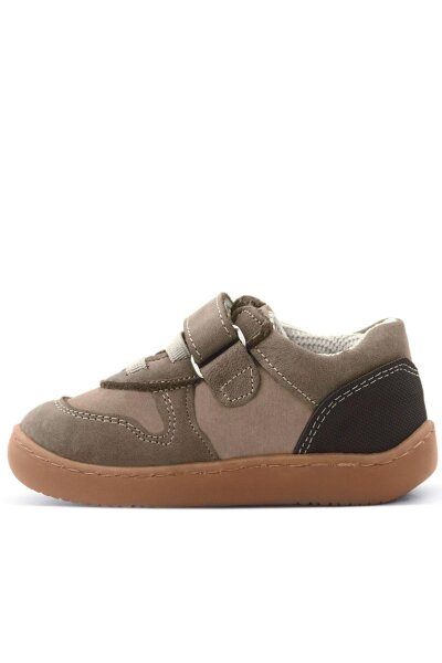 Rakerplus Bob Hakiki Deri Kum Krem Barefoot Cırtlı Lastikli Bebek Sneaker Ayakkabı - 5