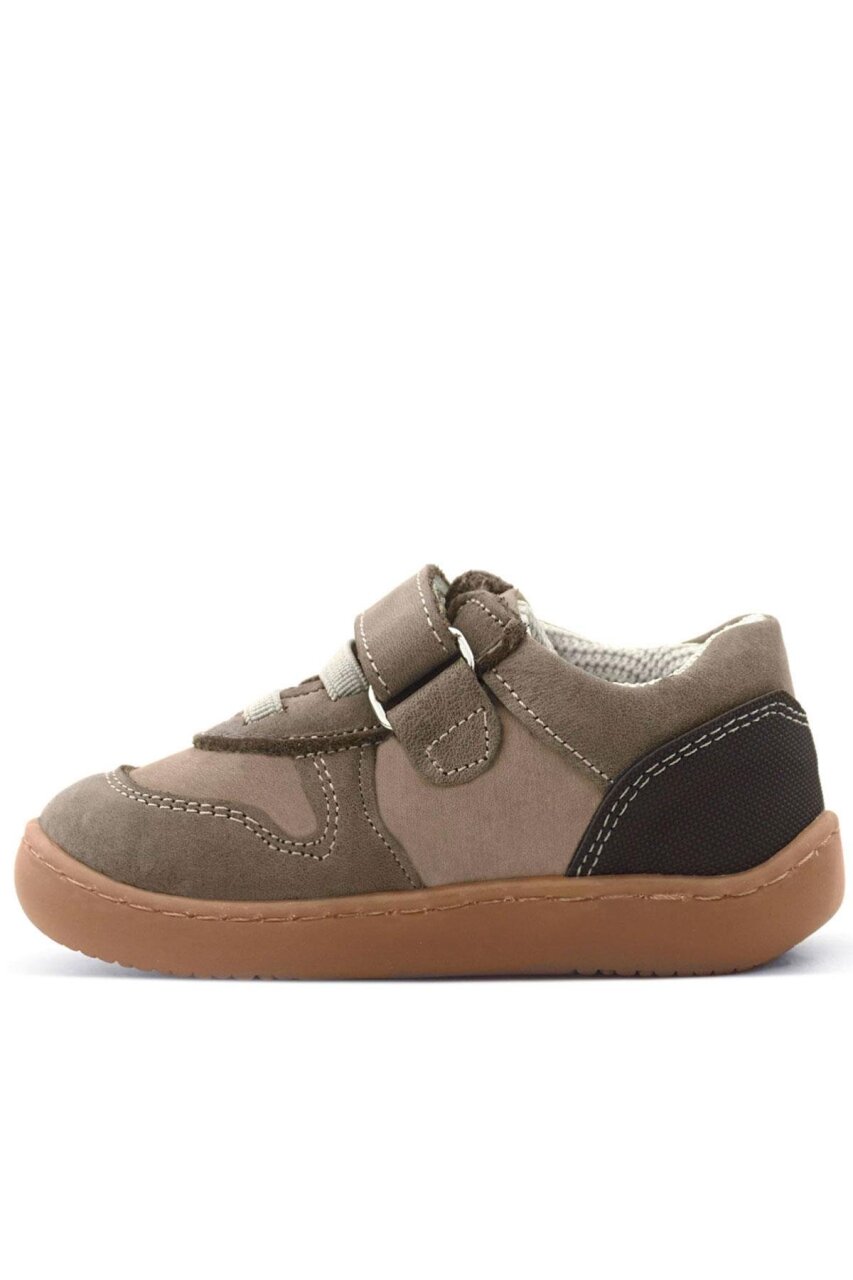 Rakerplus Bob Hakiki Deri Kum Krem Barefoot Cırtlı Lastikli Bebek Sneaker Ayakkabı - 5