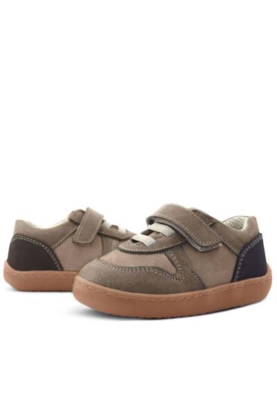 Rakerplus Bob Hakiki Deri Kum Krem Barefoot Cırtlı Lastikli Bebek Sneaker Ayakkabı - 7