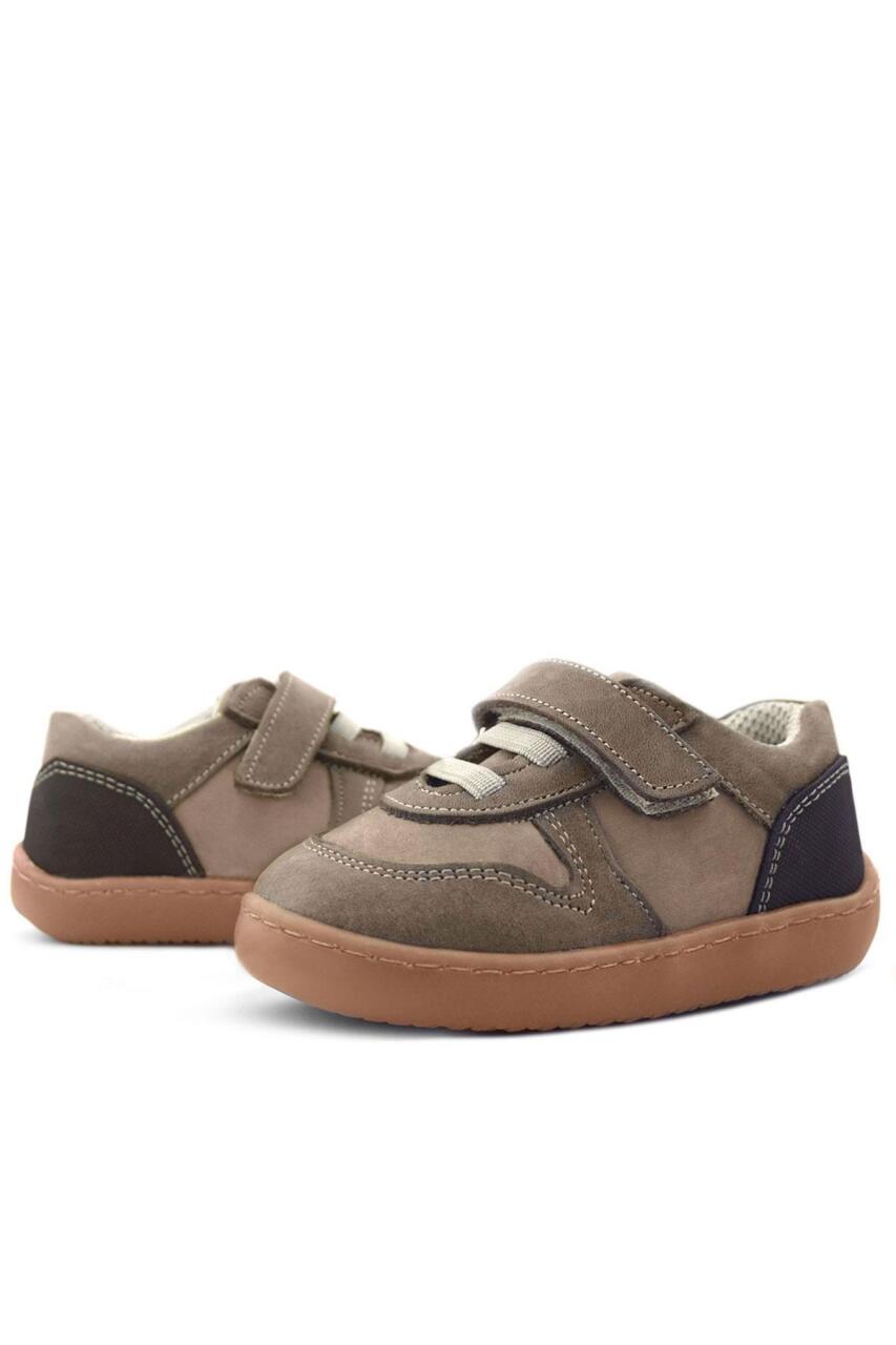 Rakerplus Bob Hakiki Deri Kum Krem Barefoot Cırtlı Lastikli Bebek Sneaker Ayakkabı - 7