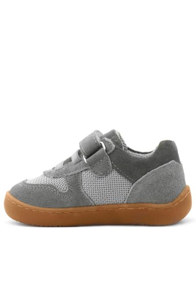 Rakerplus Bob Hakiki Deri Gri Barefoot Cırtlı Lastikli Bebek Sneaker Ayakkabı - 5