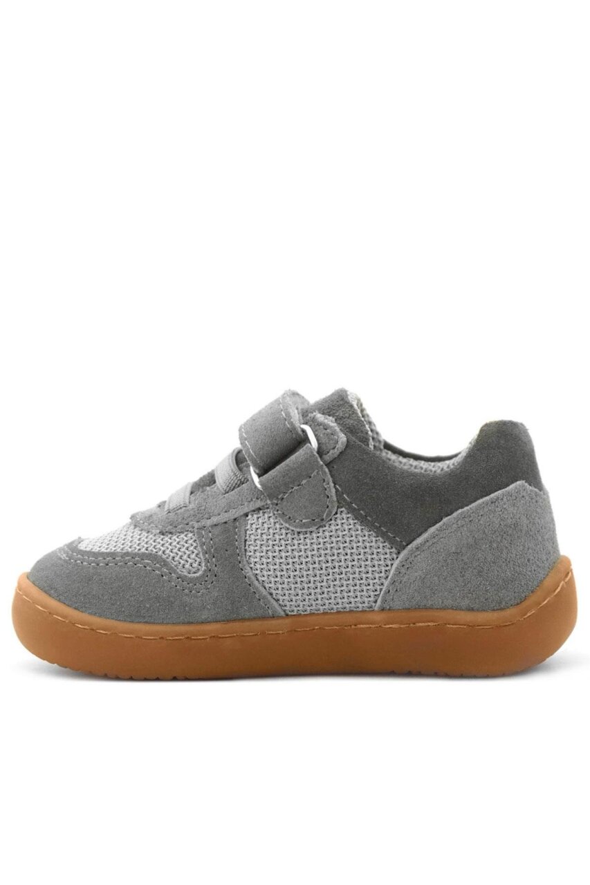 Rakerplus Bob Hakiki Deri Gri Barefoot Cırtlı Lastikli Bebek Sneaker Ayakkabı - 5