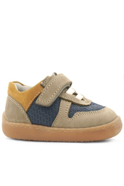 Rakerplus Bob Hakiki Deri Kum Rengi Barefoot Cırtlı Lastikli Bebek Sneaker Ayakkabı - 2