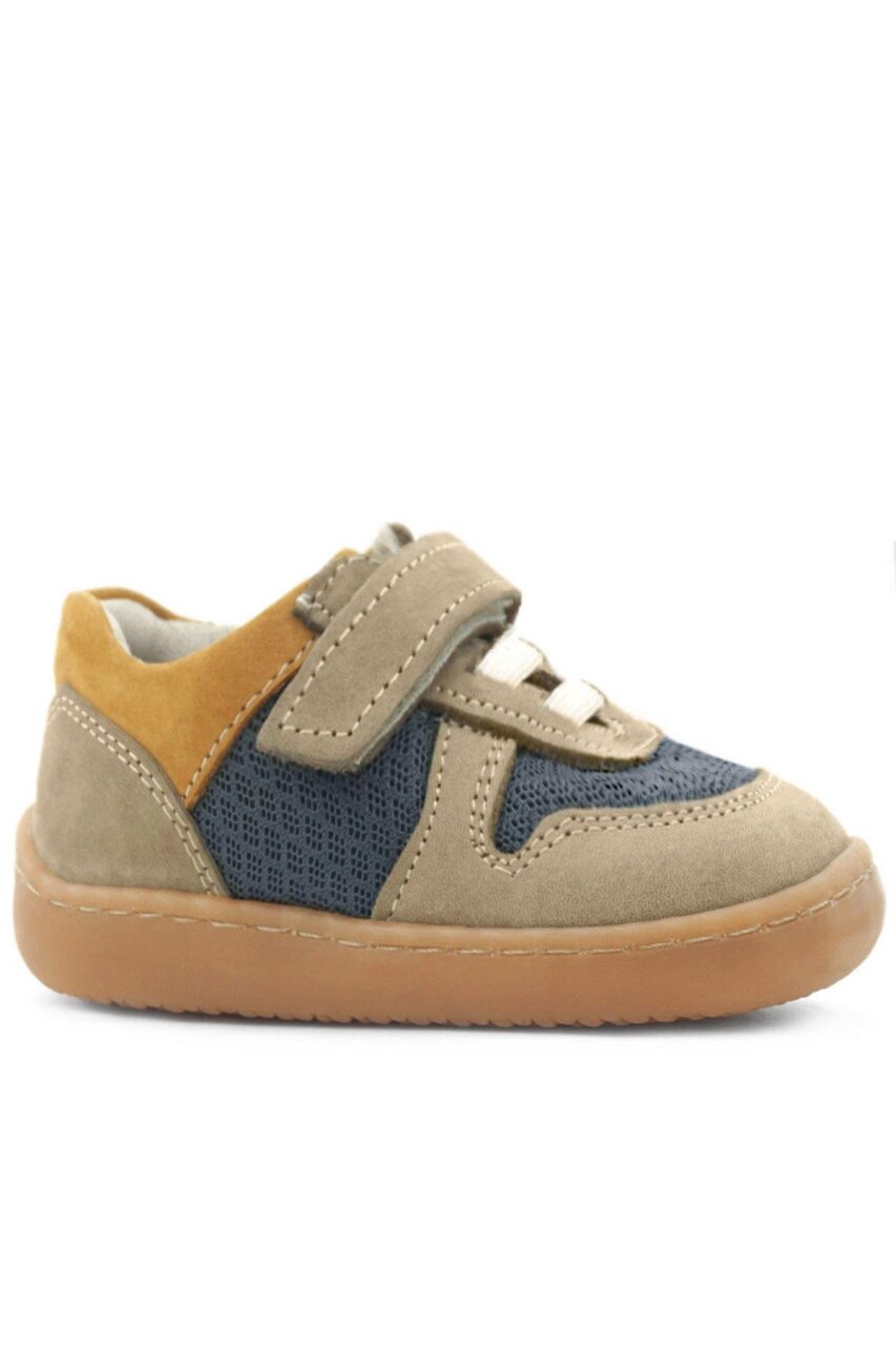 Rakerplus Bob Hakiki Deri Kum Rengi Barefoot Cırtlı Lastikli Bebek Sneaker Ayakkabı - 2