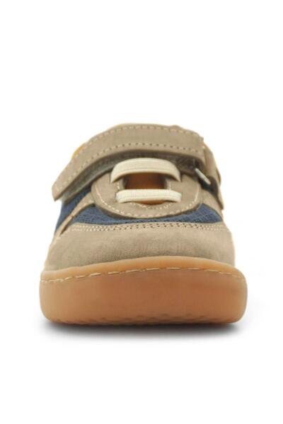 Rakerplus Bob Hakiki Deri Kum Rengi Barefoot Cırtlı Lastikli Bebek Sneaker Ayakkabı - 4