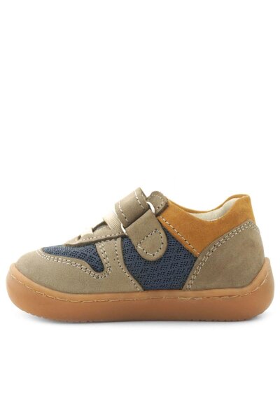 Rakerplus Bob Hakiki Deri Kum Rengi Barefoot Cırtlı Lastikli Bebek Sneaker Ayakkabı - 5