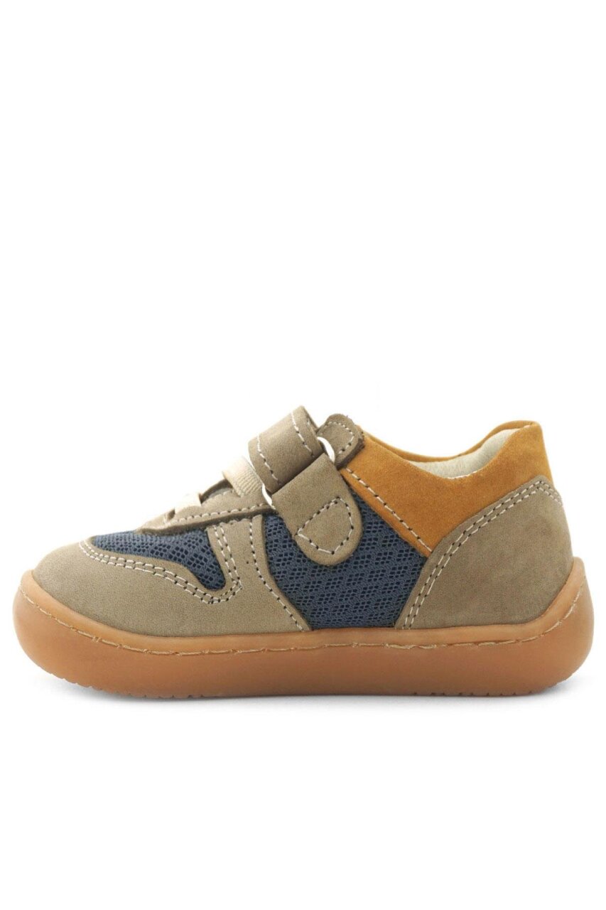 Rakerplus Bob Hakiki Deri Kum Rengi Barefoot Cırtlı Lastikli Bebek Sneaker Ayakkabı - 5