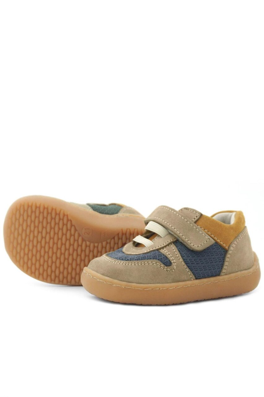 Rakerplus Bob Hakiki Deri Kum Rengi Barefoot Cırtlı Lastikli Bebek Sneaker Ayakkabı - 7