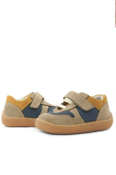 Rakerplus Bob Hakiki Deri Kum Rengi Barefoot Cırtlı Lastikli Bebek Sneaker Ayakkabı - 8