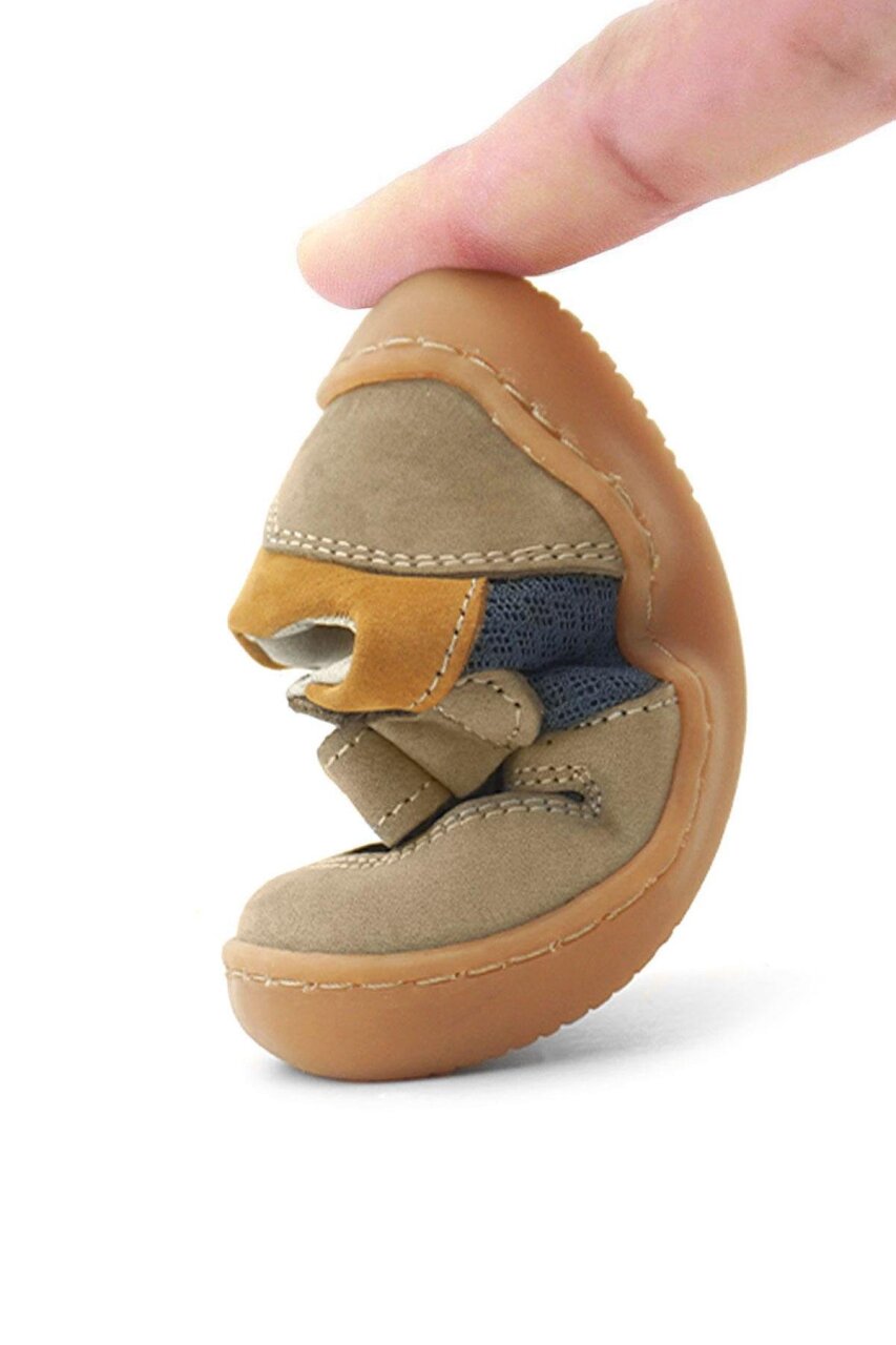 Rakerplus Bob Hakiki Deri Kum Rengi Barefoot Cırtlı Lastikli Bebek Sneaker Ayakkabı - 9