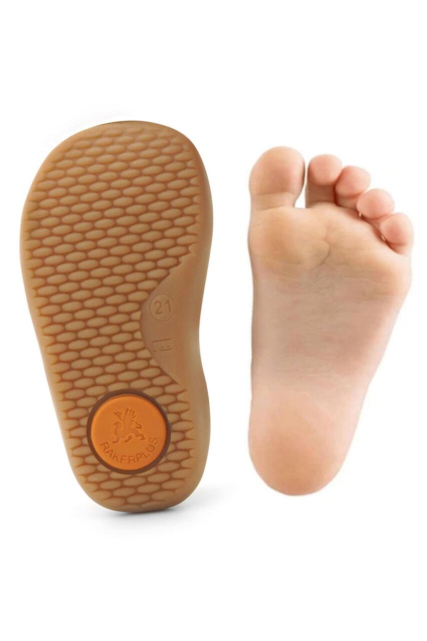 Rakerplus Bob Hakiki Deri Kum Rengi Barefoot Cırtlı Lastikli Bebek Sneaker Ayakkabı - 10