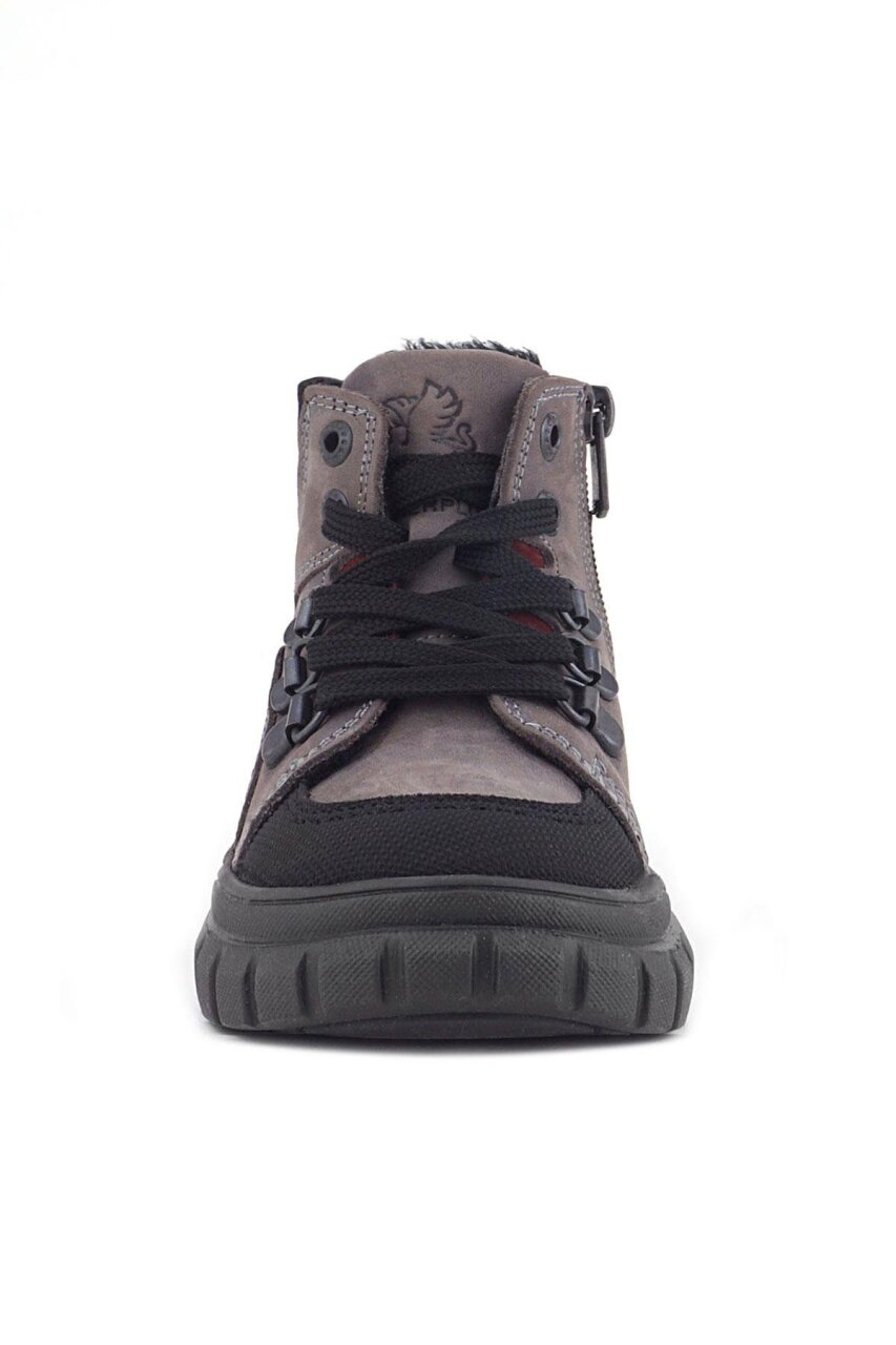 Rakerplus Hakiki Deri Gri Siyah Fermuarlı Erkek Bebek Bot - 4