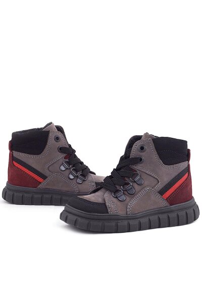 Rakerplus Hakiki Deri Gri Siyah Fermuarlı Erkek Bebek Bot - 9