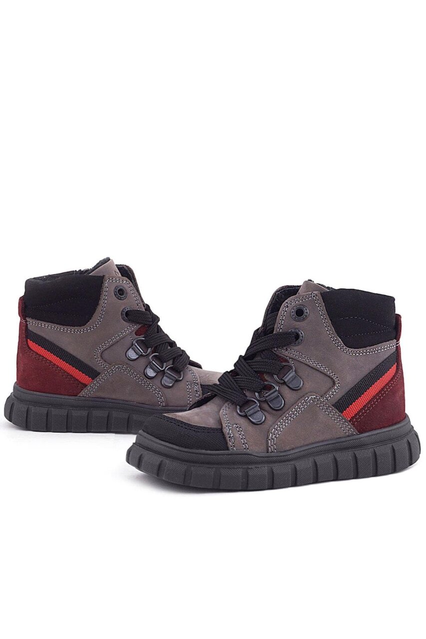 Rakerplus Hakiki Deri Gri Siyah Fermuarlı Erkek Bebek Bot - 9