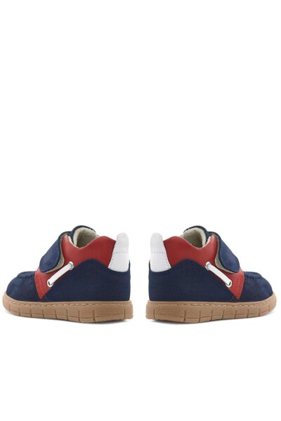 Rakerplus Hakiki Deri Lacivert Kırmızı Cırt Cırtlı Bebek Bot - 9