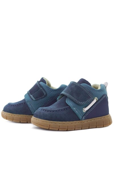 Rakerplus Hakiki Deri Mavi Cırt Cırtlı Bebek Bot - 6
