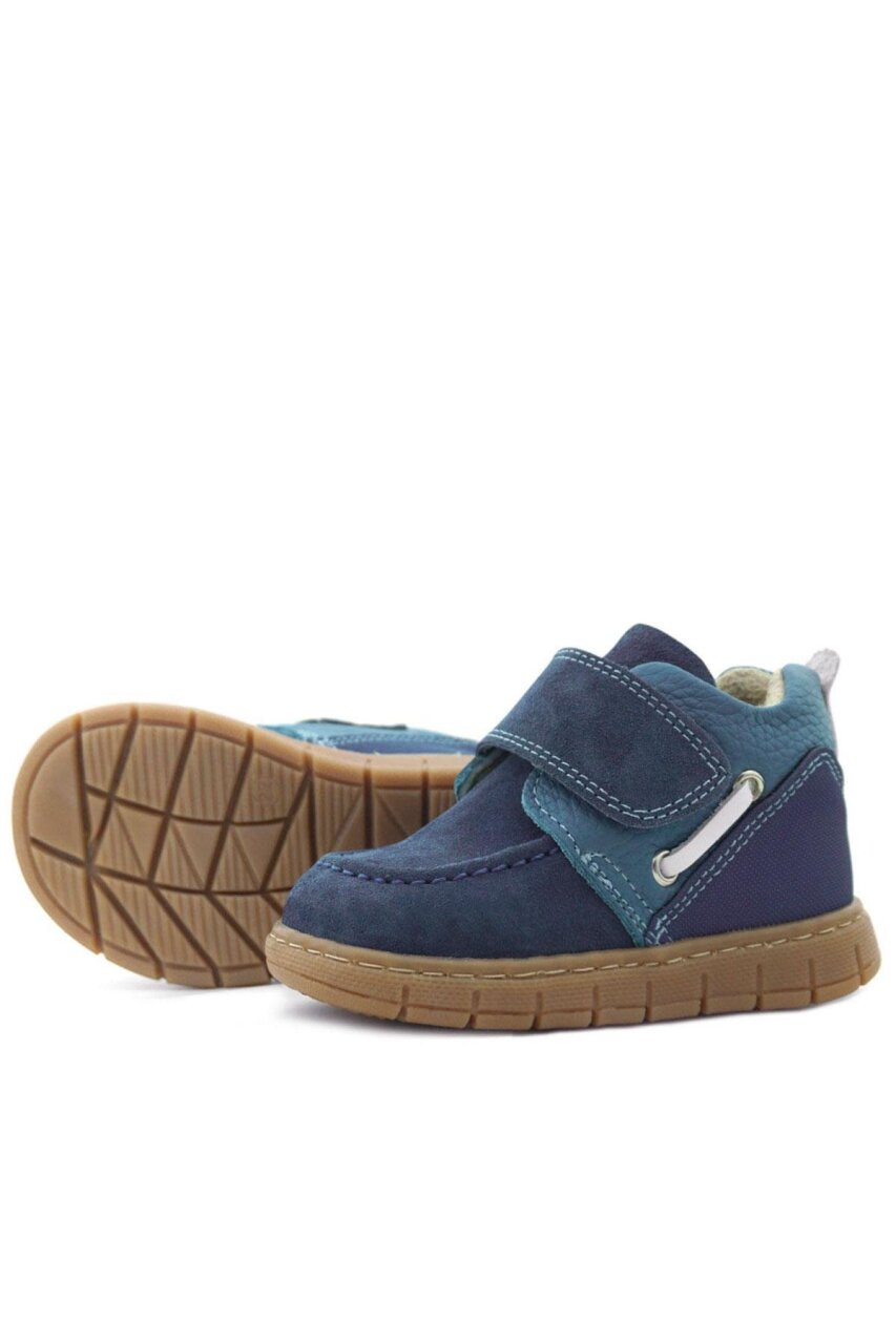 Rakerplus Hakiki Deri Mavi Cırt Cırtlı Bebek Bot - 7